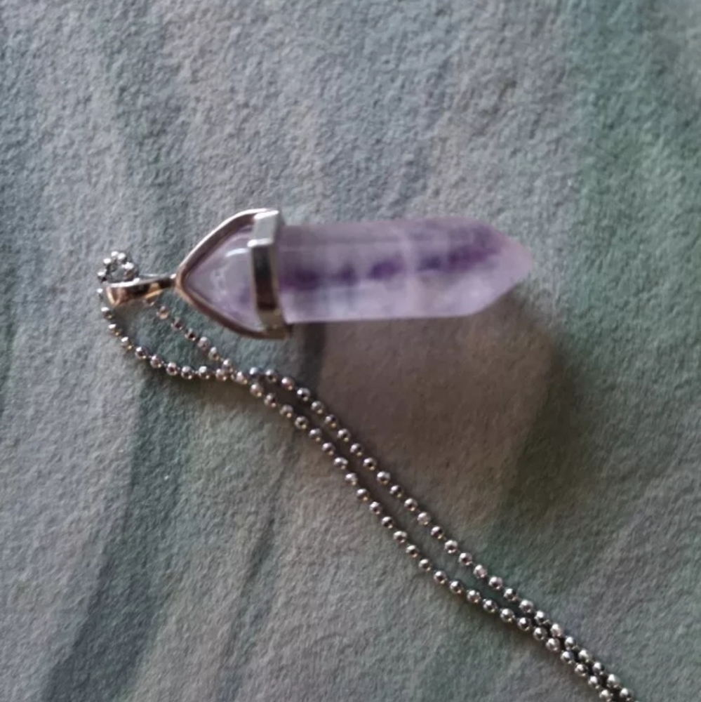 Natural Amethyst Crystal Pendant Healing Quartz Stone Point Necklace - Picture 3 of 16